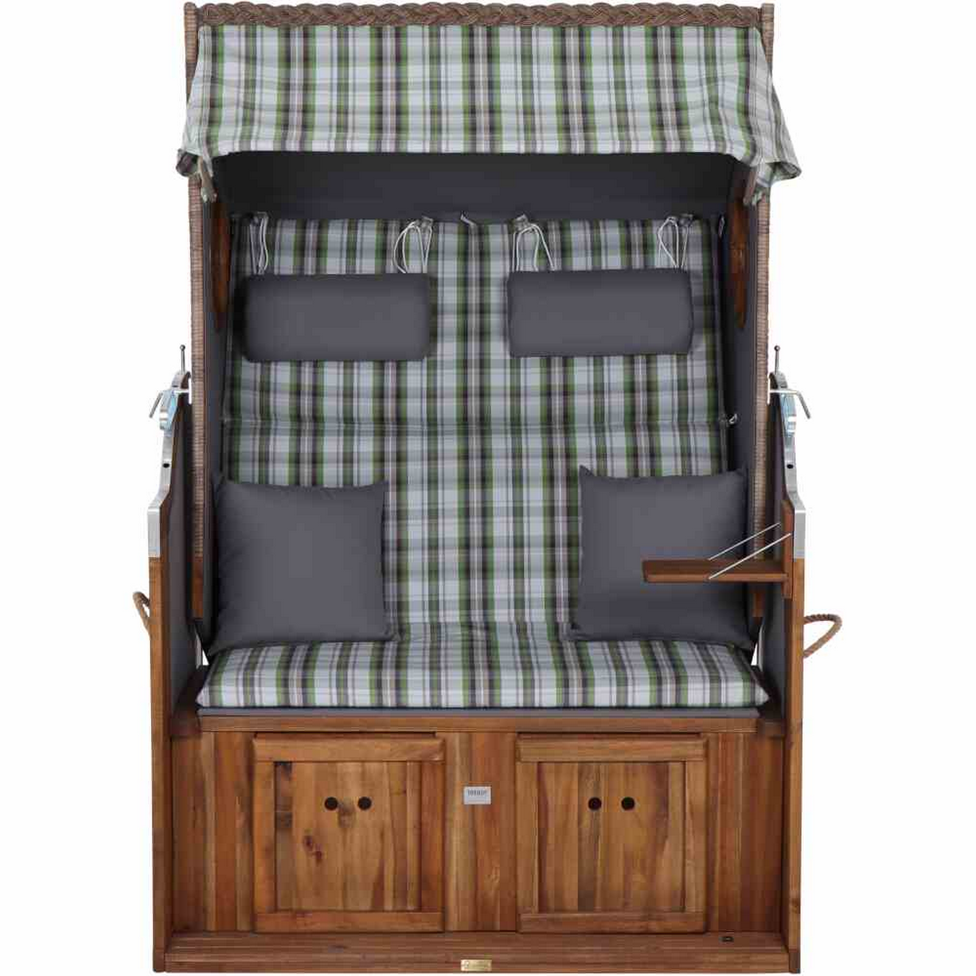 Strandkorb 'Trend 45' 2-Sitzer Akazienholz grün 120 x 155 x 80 cm