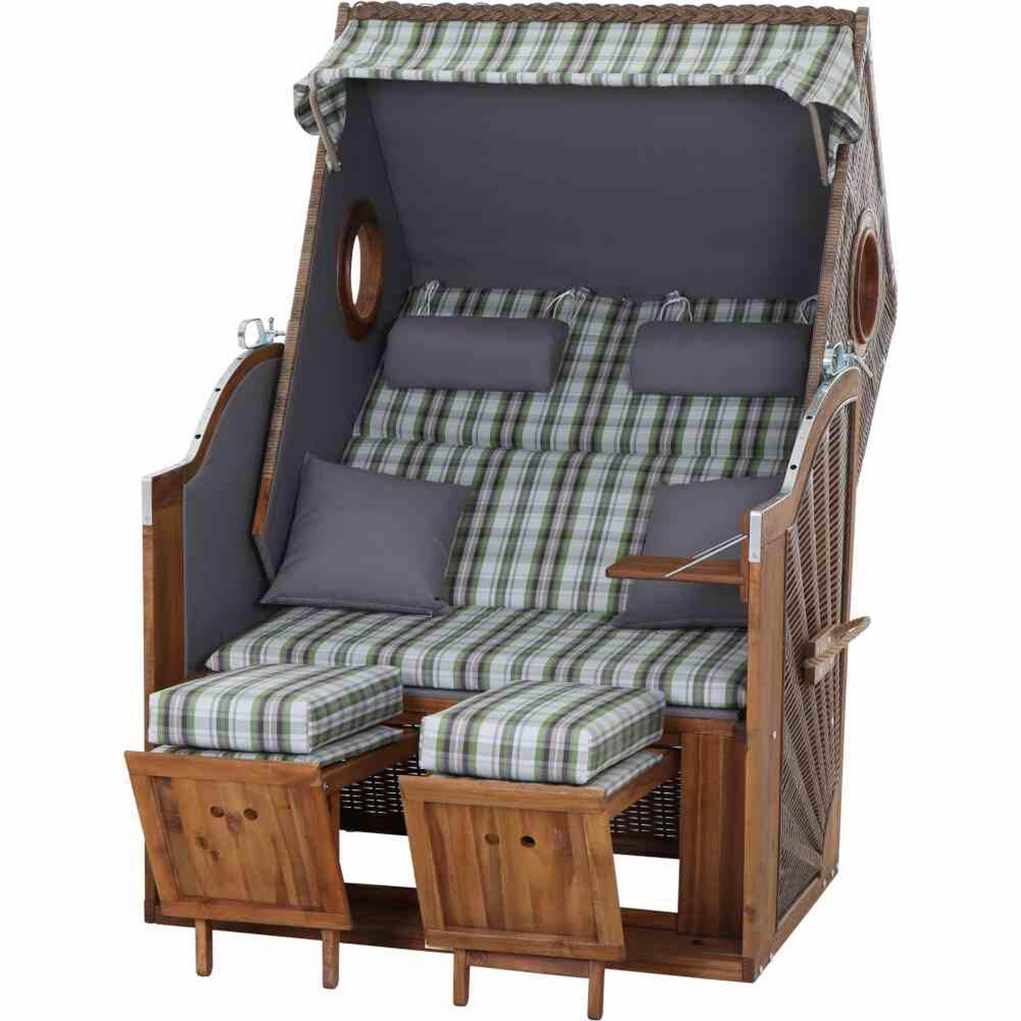 Strandkorb 'Trend 45' 2-Sitzer Akazienholz grün 120 x 155 x 80 cm