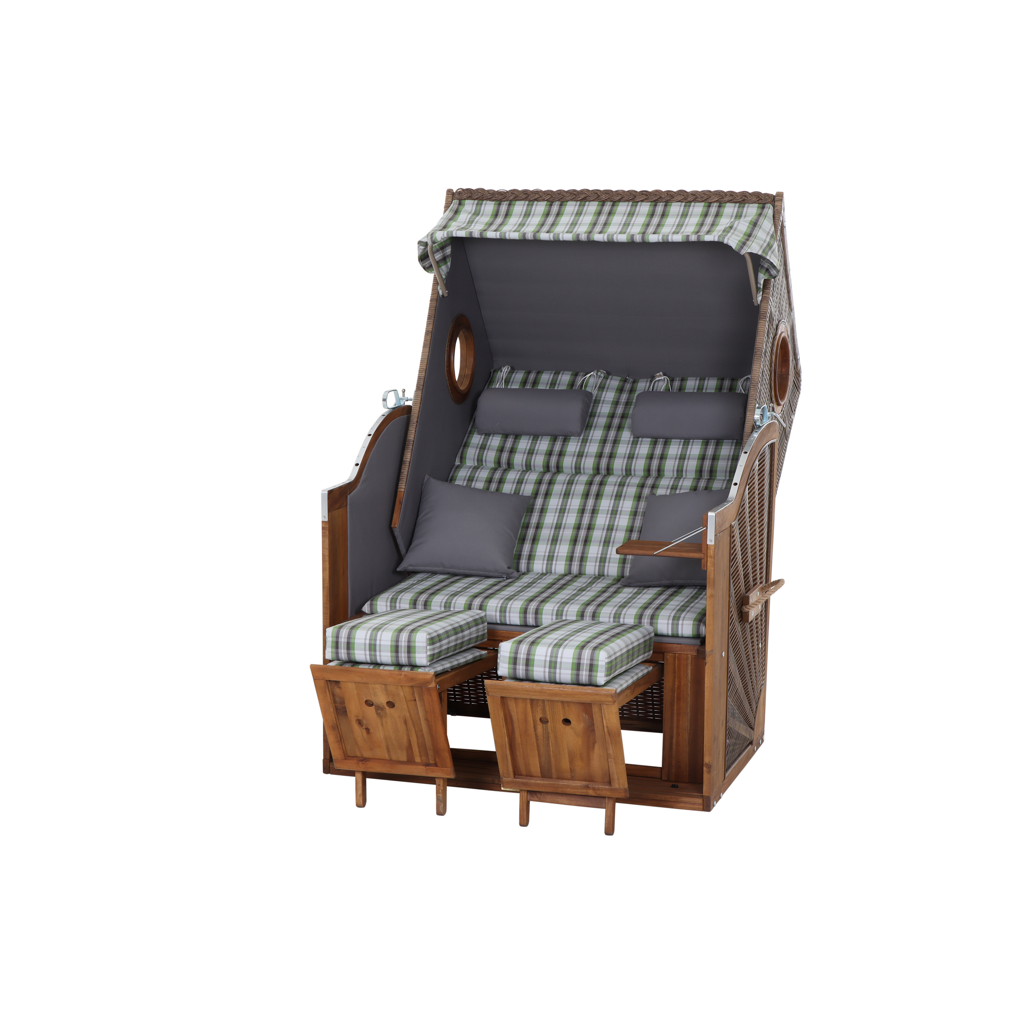 Strandkorb 'Trend 45' 2-Sitzer Akazienholz grün 120 x 155 x 80 cm