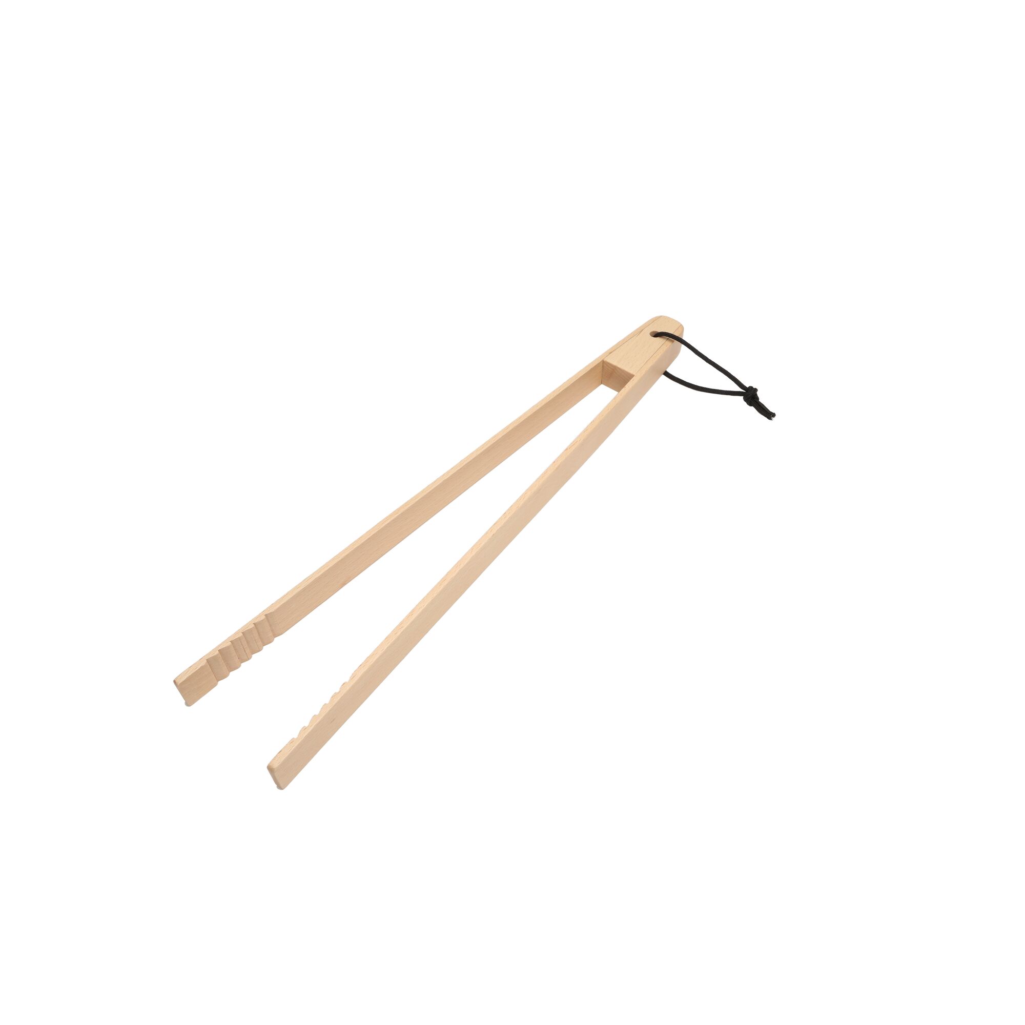 Eine hölzerne Grillzange.