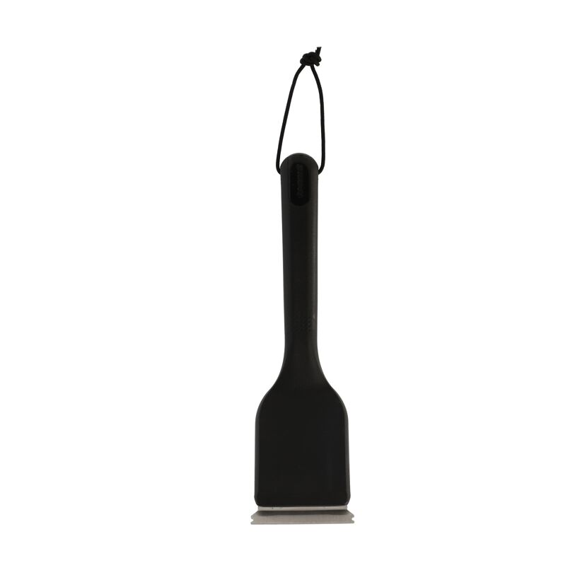 Schwarze Grillbürste mit Metallschaber