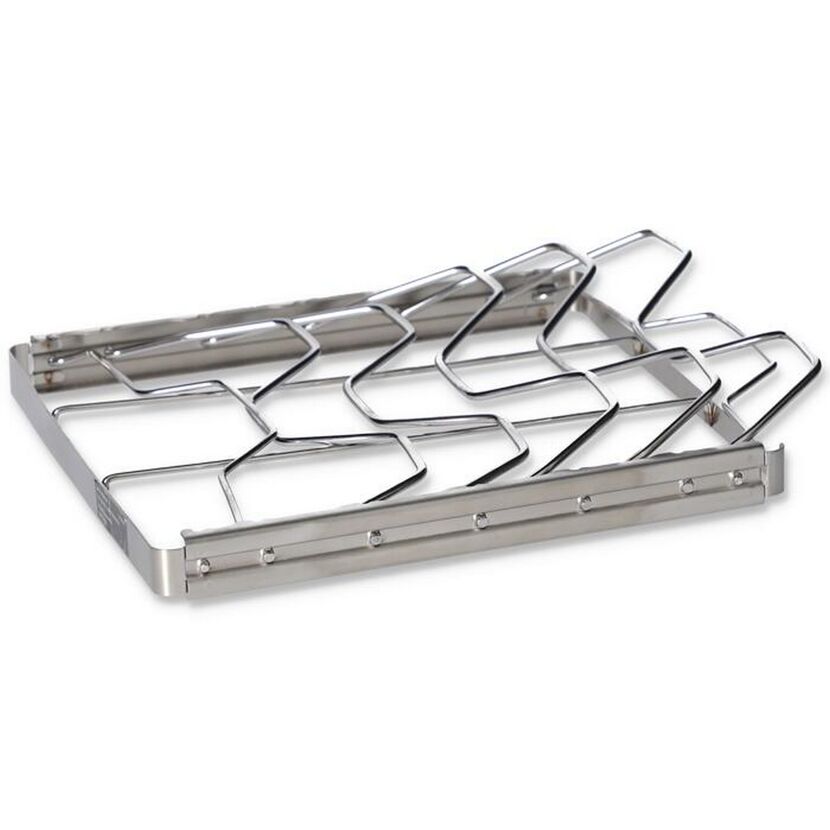 Klappbarer Spare-Rib Halter aus Metall.