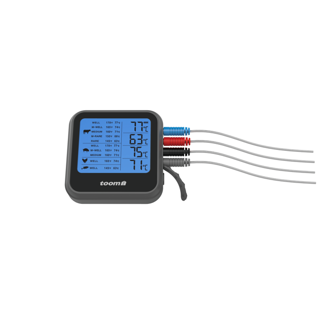 Bild von Digitales Grillthermometer Edelstahl 4 Messfühler