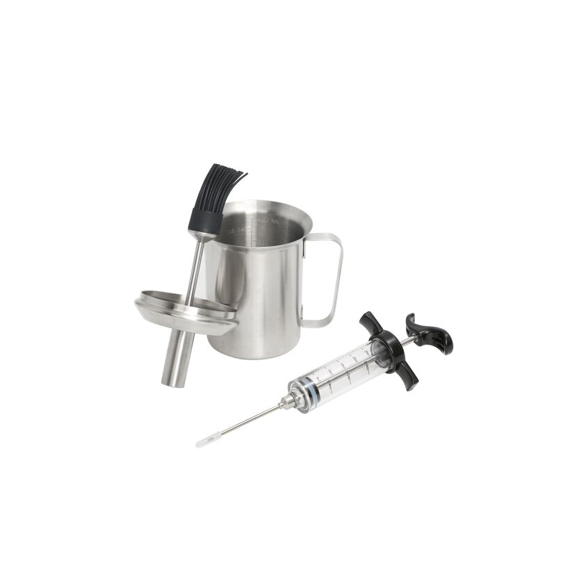 Marinier-Set: Spritze, Topf, Pinsel