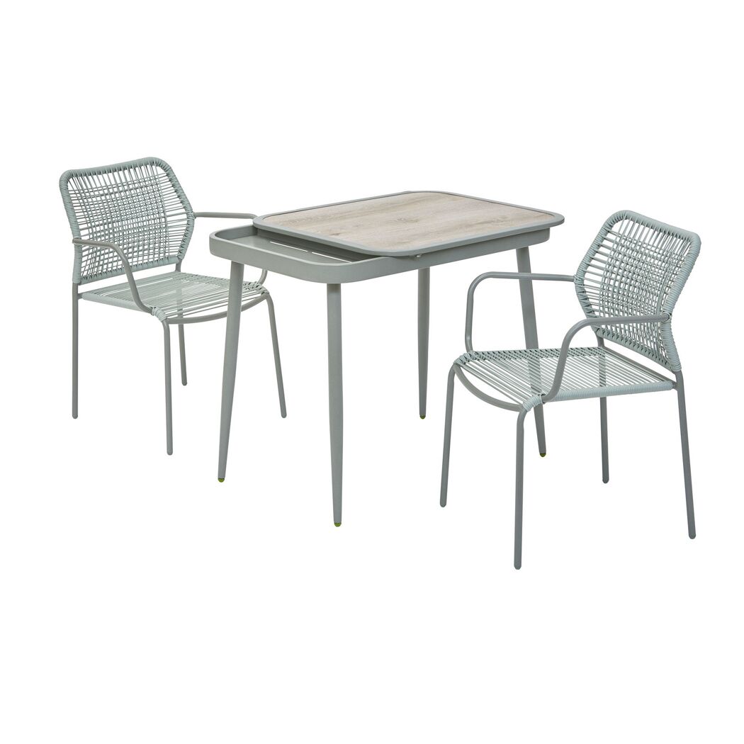 Balkontisch-Set Ivy mint mit zwei Stühlen