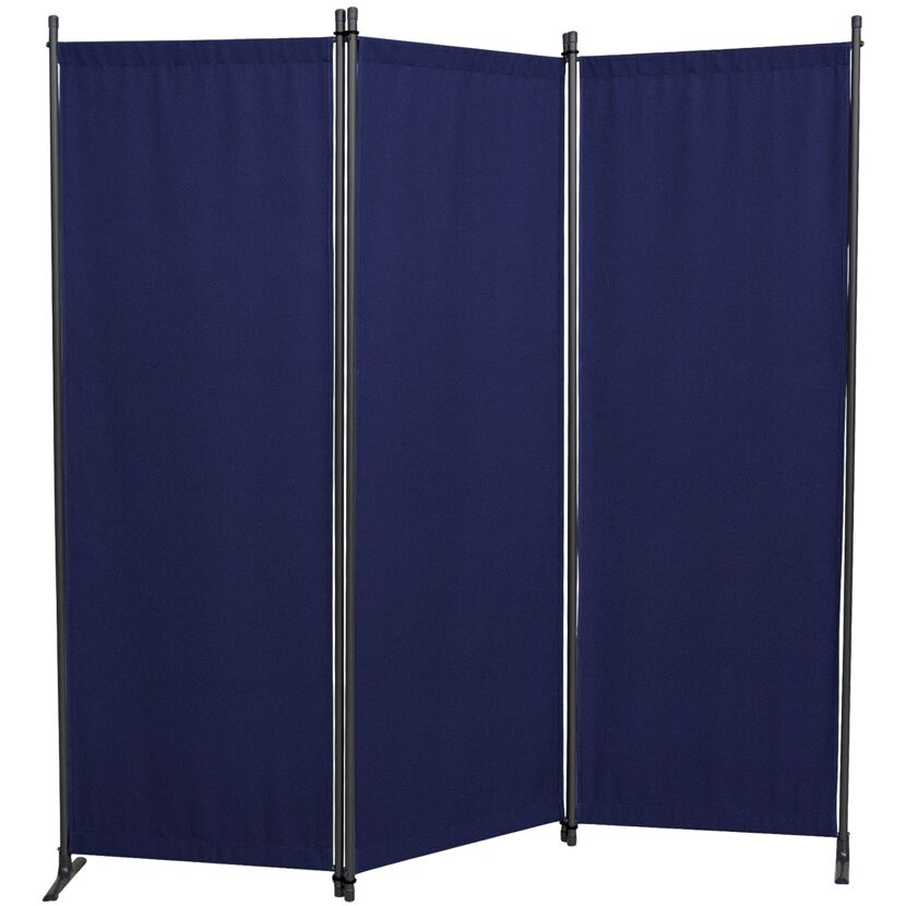 Dreiteiliger blauer Paravent