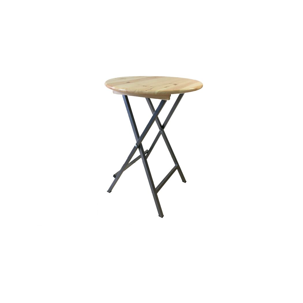 Stehtisch aus Holz und Metall, rund
