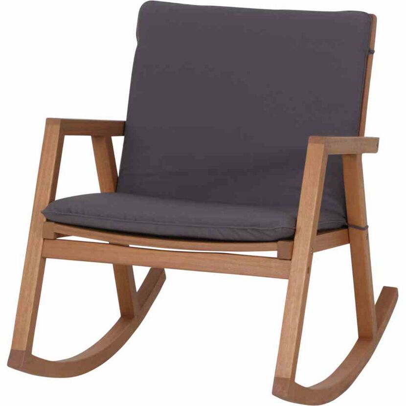 Schaukelstuhl 'Alva' Eukalyptusholz grau 68 x 86 x 92 cm