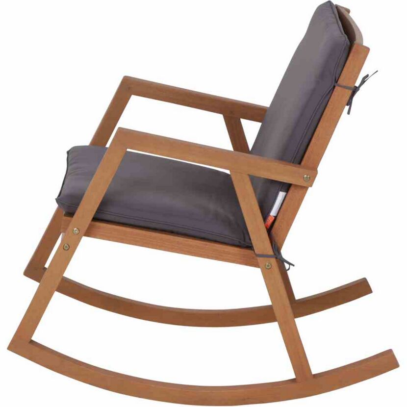 Schaukelstuhl 'Alva' Eukalyptusholz grau 68 x 86 x 92 cm