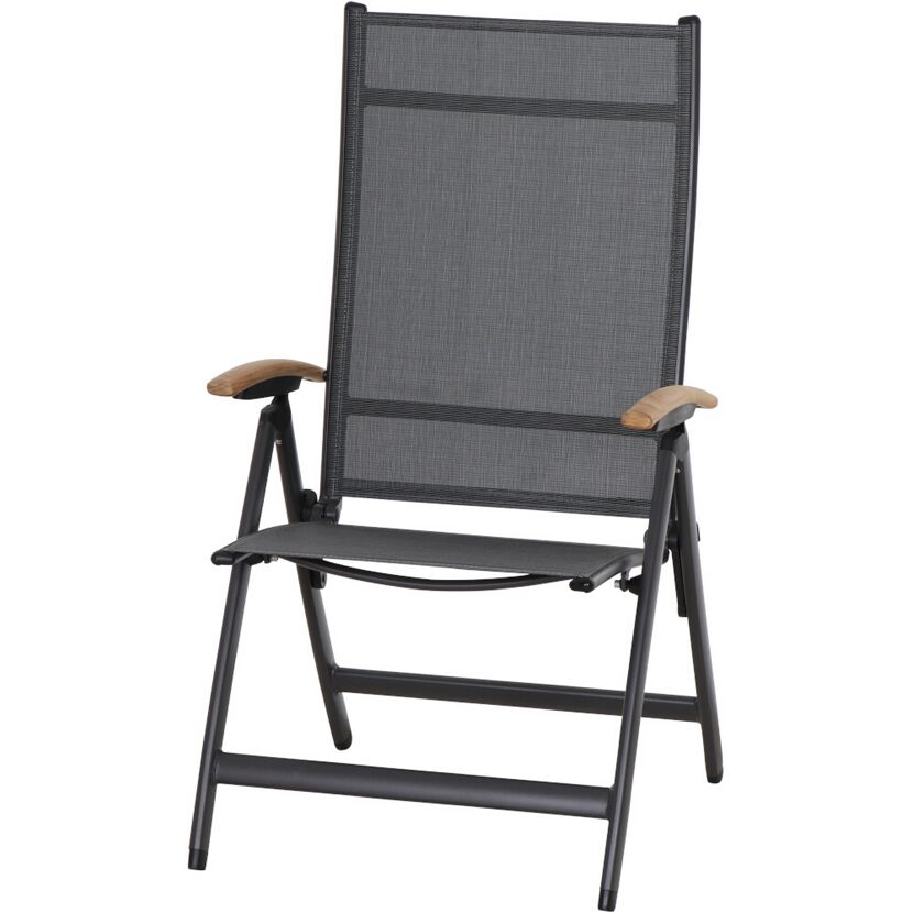 Gartenstuhl 'Savina XL' klappbar Aluminium schwarz/silbern 62,5 x 113 x 72 cm