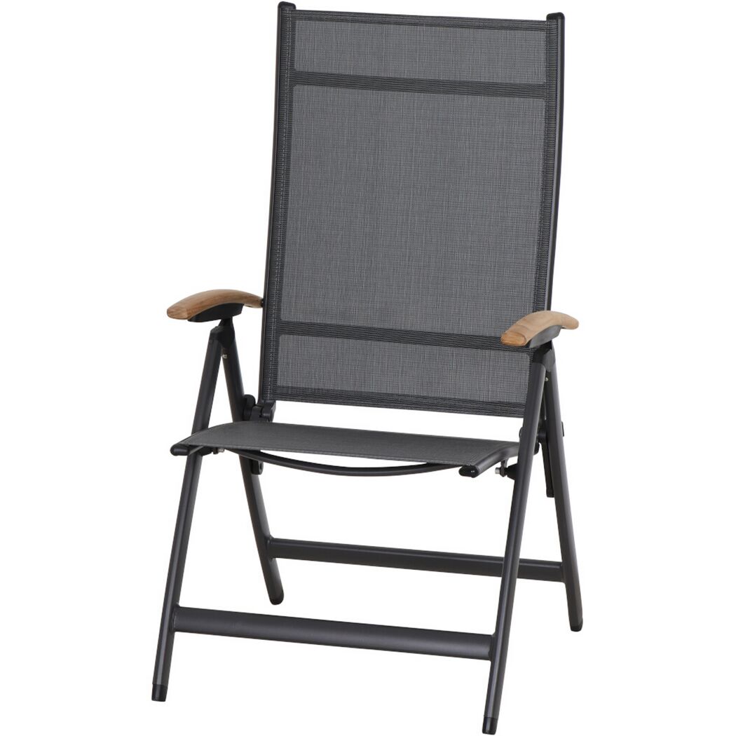 Gartenstuhl 'Savina XL' klappbar Aluminium schwarz/silbern 62,5 x 113 x 72 cm
