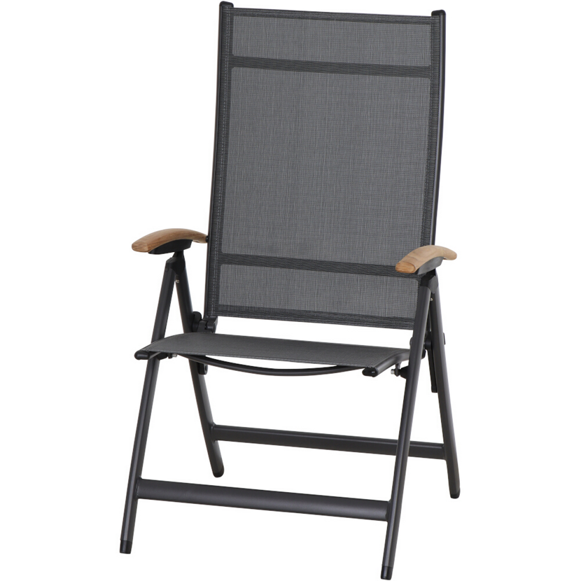 Gartenstuhl 'Savina XL' klappbar Aluminium schwarz/silbern 62,5 x 113 x 72 cm