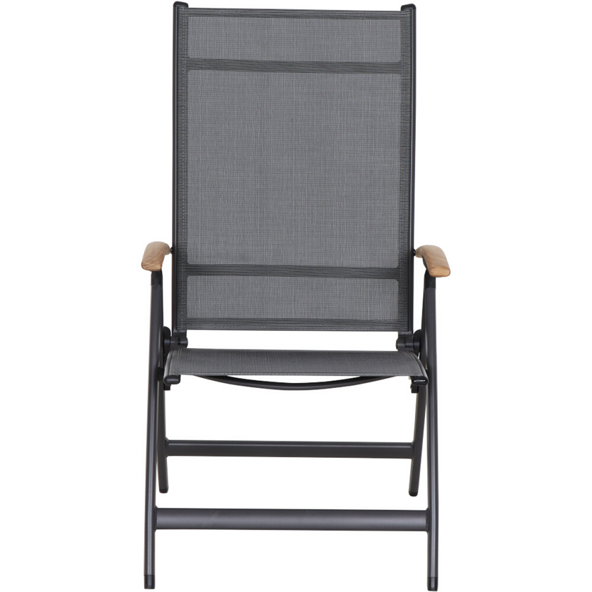 Gartenstuhl 'Savina XL' klappbar Aluminium schwarz/silbern 62,5 x 113 x 72 cm