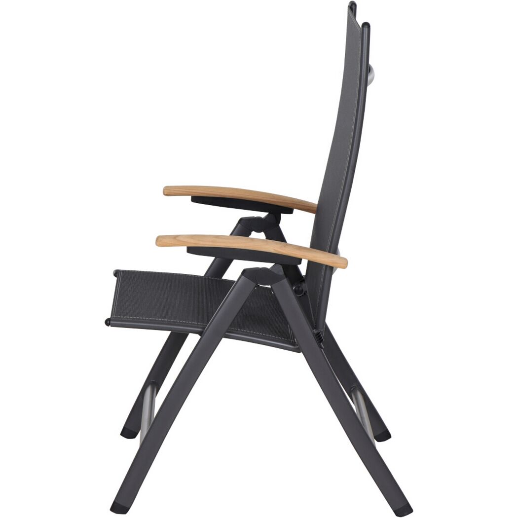 Gartenstuhl 'Savina XL' klappbar Aluminium schwarz/silbern 62,5 x 113 x 72 cm