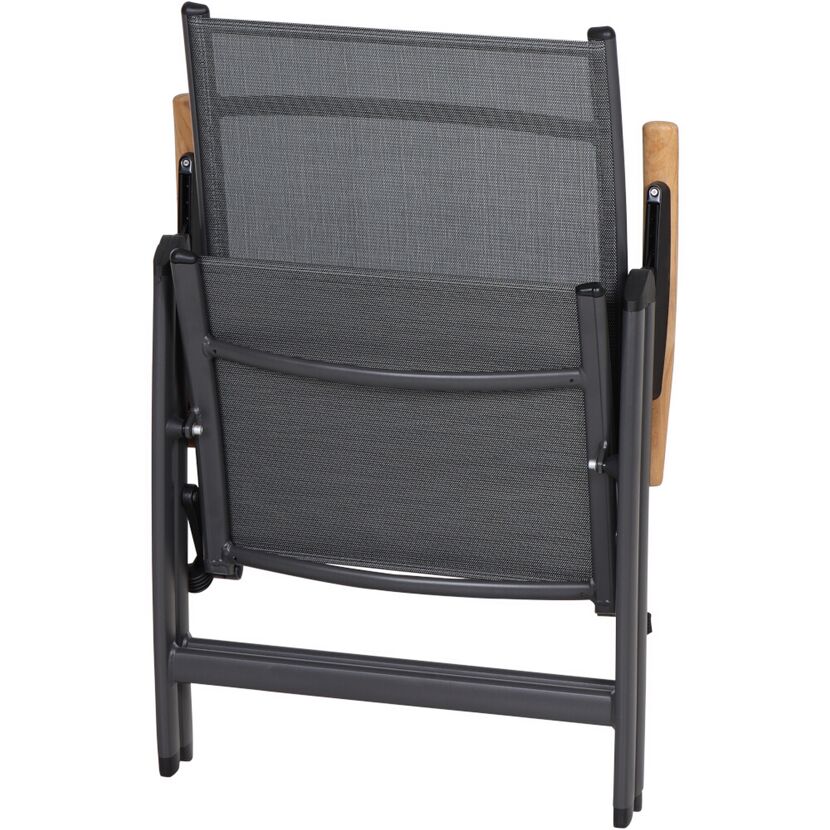 Gartenstuhl 'Savina XL' klappbar Aluminium schwarz/silbern 62,5 x 113 x 72 cm