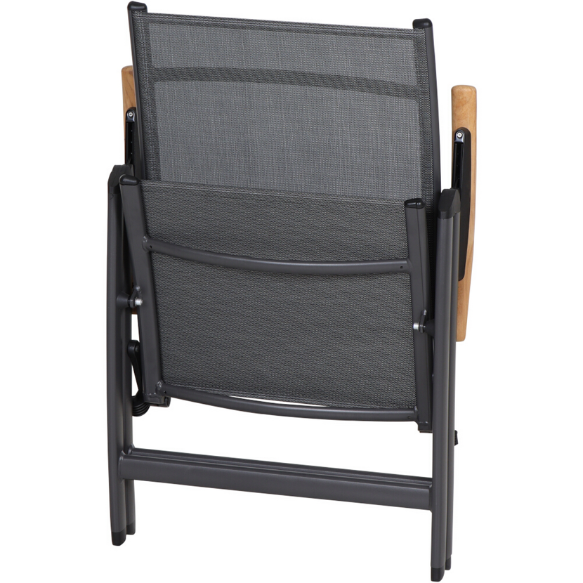Gartenstuhl 'Savina XL' klappbar Aluminium schwarz/silbern 62,5 x 113 x 72 cm