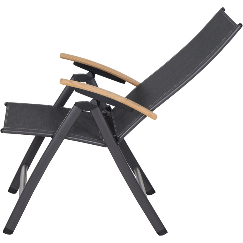 Gartenstuhl 'Savina XL' klappbar Aluminium schwarz/silbern 62,5 x 113 x 72 cm