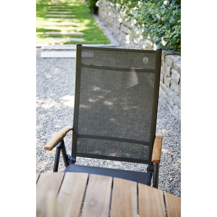 Gartenstuhl 'Savina XL' klappbar Aluminium schwarz/silbern 62,5 x 113 x 72 cm