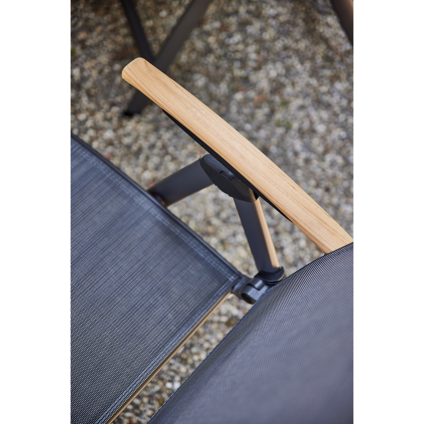 Gartenstuhl 'Savina XL' klappbar Aluminium schwarz/silbern 62,5 x 113 x 72 cm