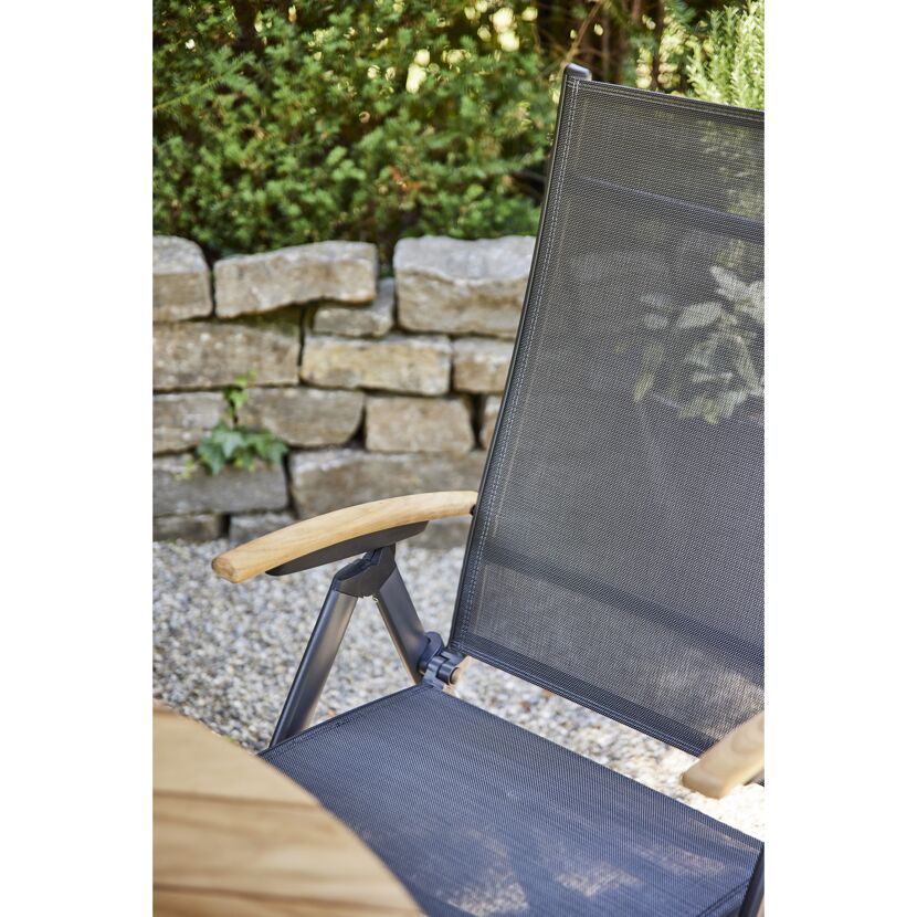 Gartenstuhl 'Savina XL' klappbar Aluminium schwarz/silbern 62,5 x 113 x 72 cm