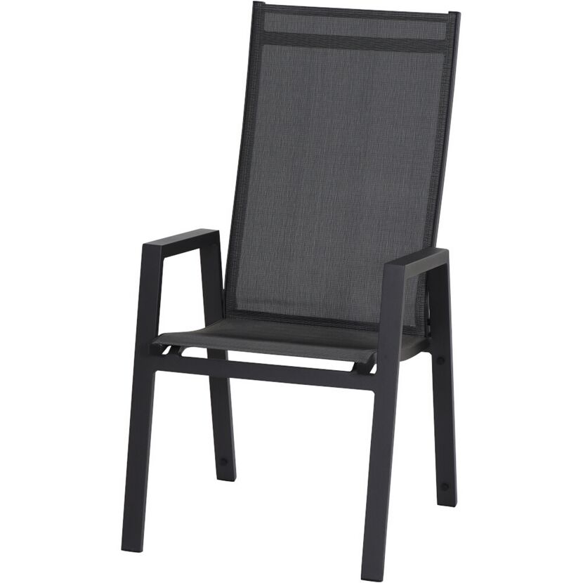 Gartenstuhl 'Savona' stapelbar Aluminium schwarz/silbern 57,5 x 111,5 x 74 cm