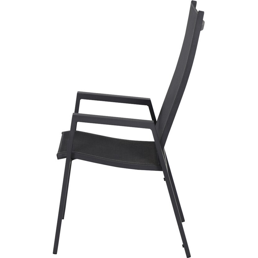 Gartenstuhl 'Savona' stapelbar Aluminium schwarz/silbern 57,5 x 111,5 x 74 cm