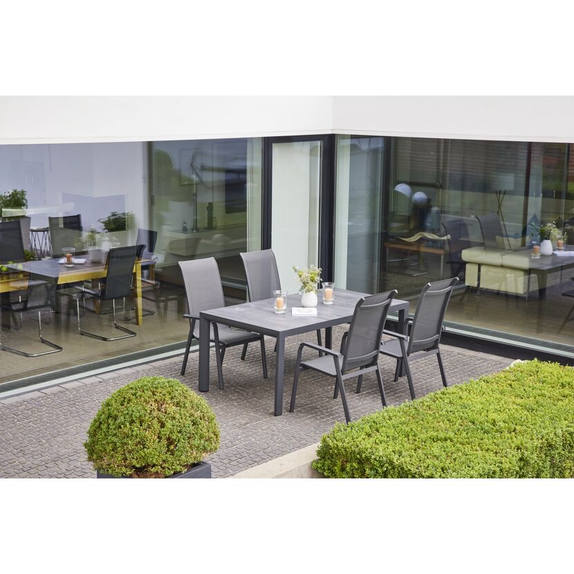 Gartenstuhl 'Tesoro' stapelbar Aluminium schwarz/silbern x 111 x 68 cm