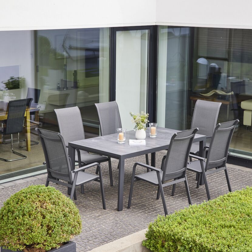 Gartenstuhl 'Tesoro' stapelbar Aluminium schwarz/silbern x 111 x 68 cm