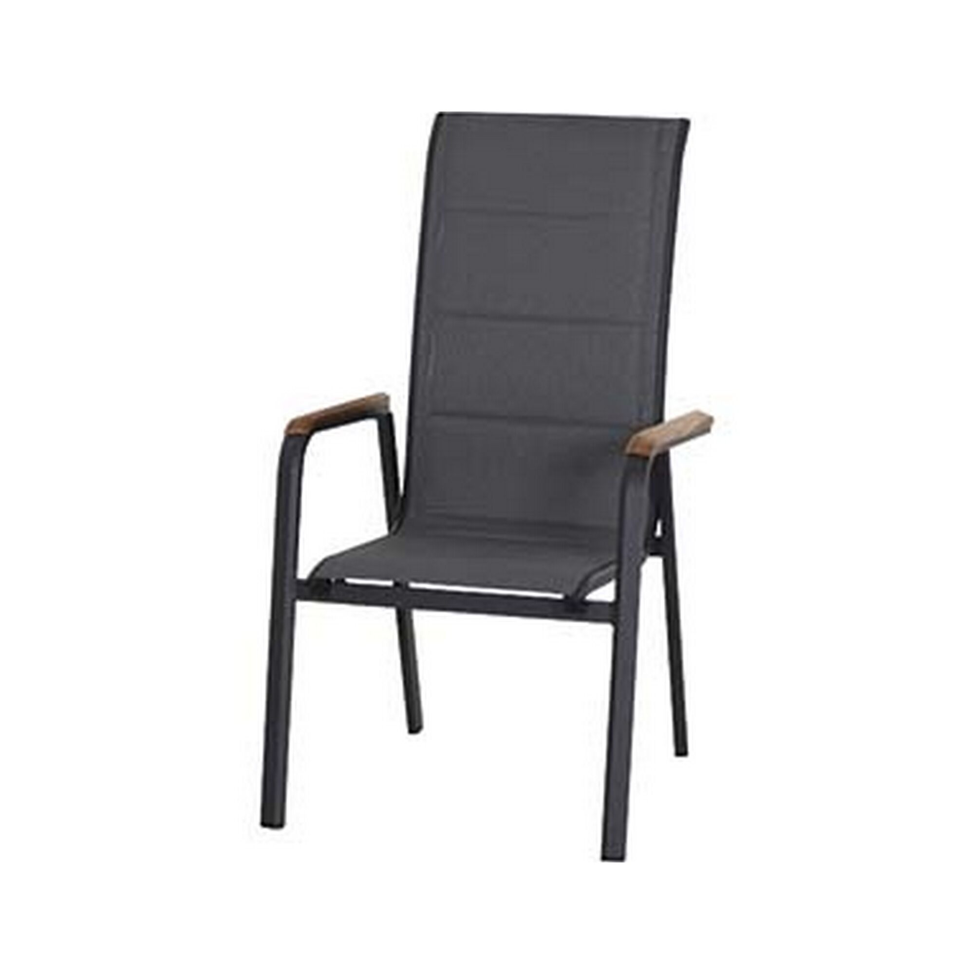 Grauer Gartenstuhl Tesoro mit Teakholz-Armlehnen