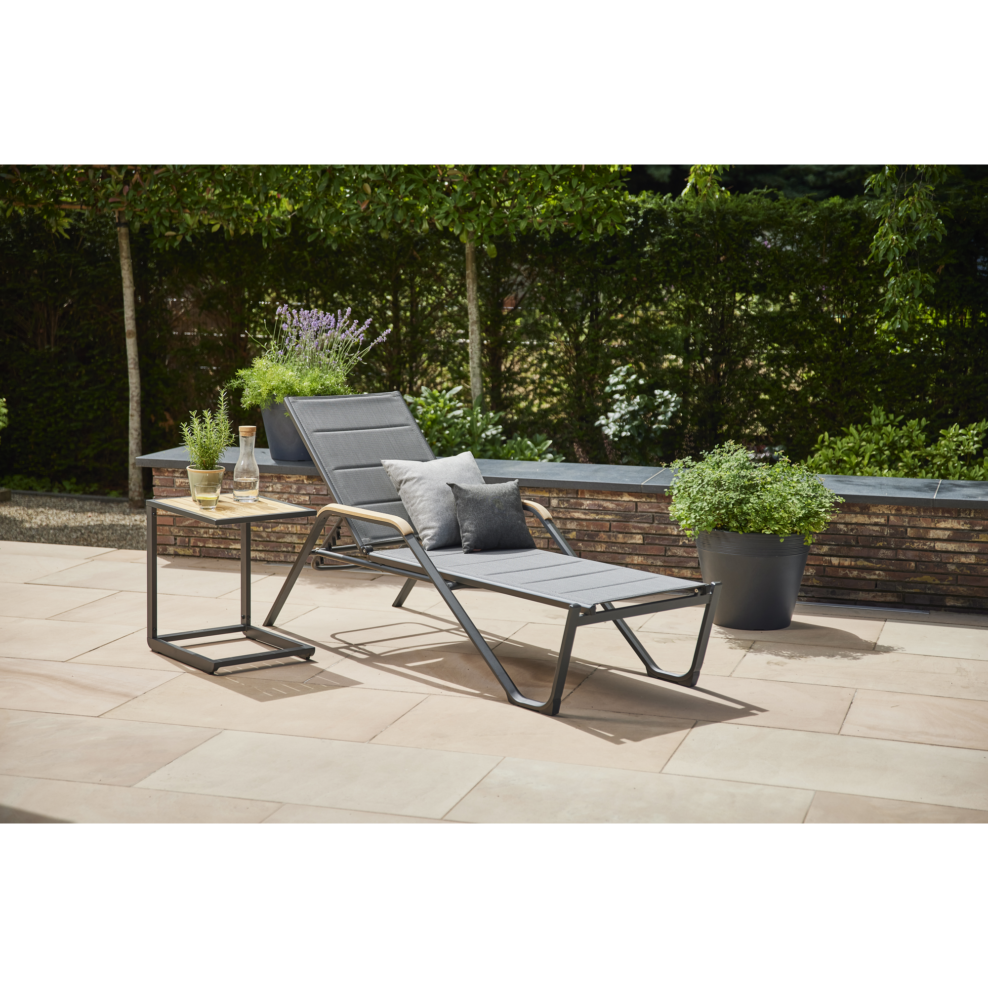 Sonnenliege 'Tesoro' anthrazit 69,5 x 108 x 195 cm