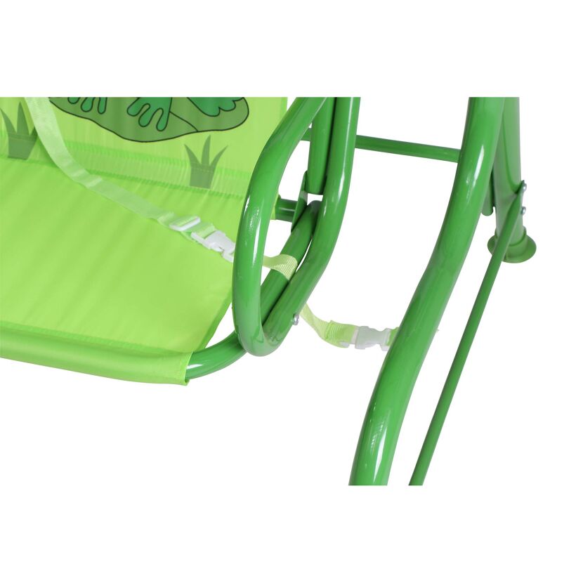 Grüne Kinderschaukel Frog mit Sicherheitsgurt