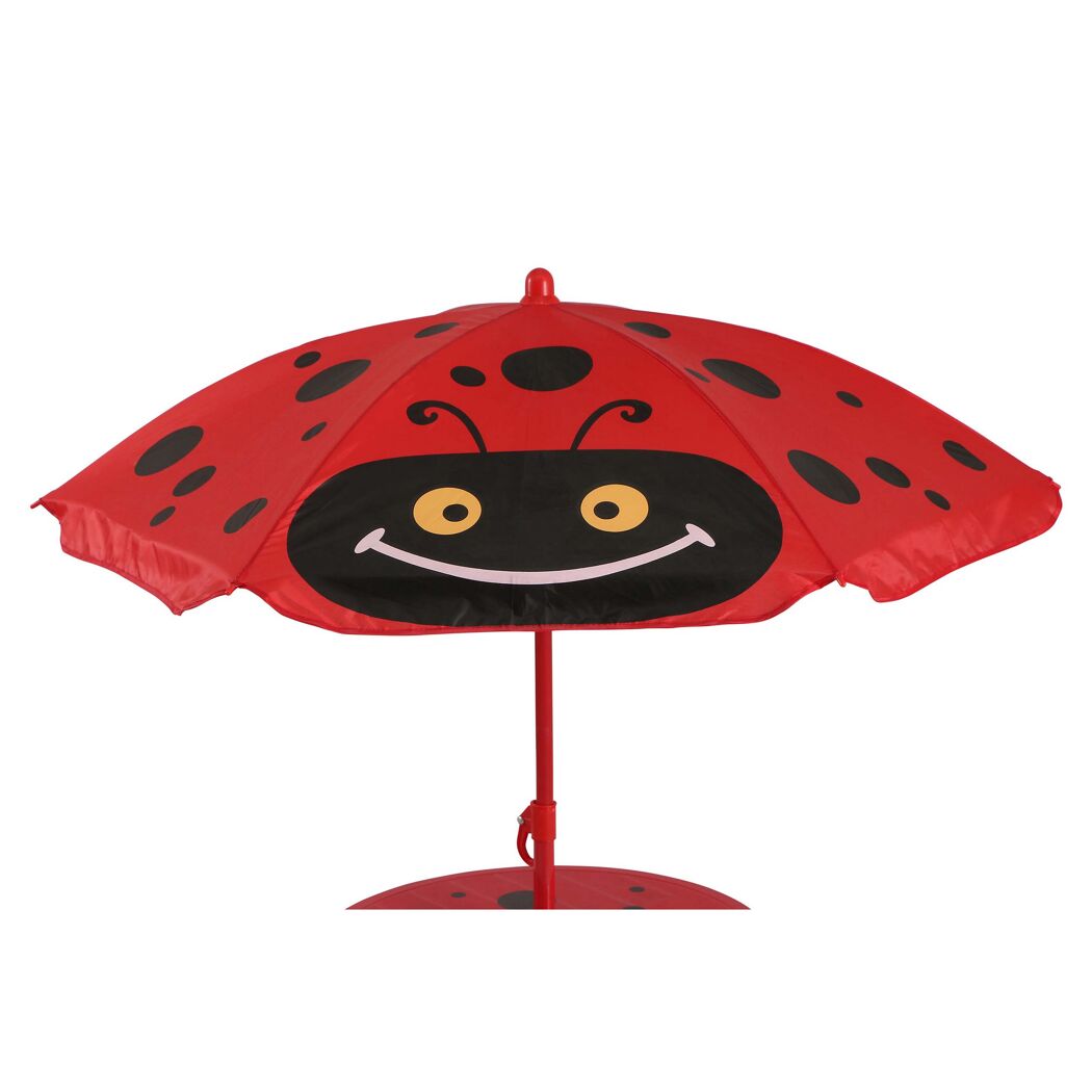 Roter Kinder-Sonnenschirm mit Marienkäfer-Motiv
