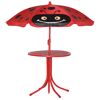 Roter Kindertisch mit Marienkäfer-Sonnenschirm