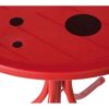 Roter Kindertisch mit schwarzen Punkten