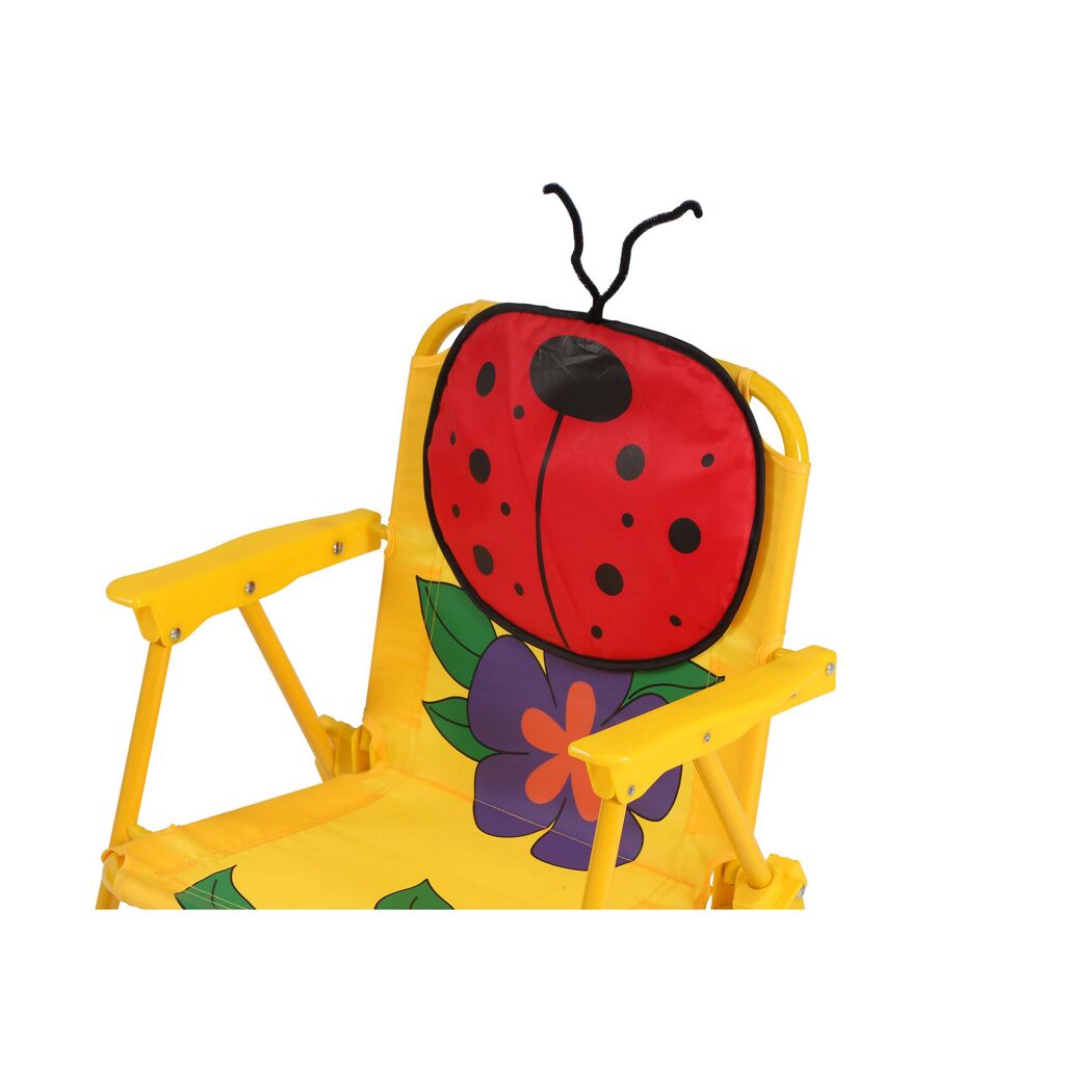 Gelber Kinderstuhl mit Marienkäfer-Motiv