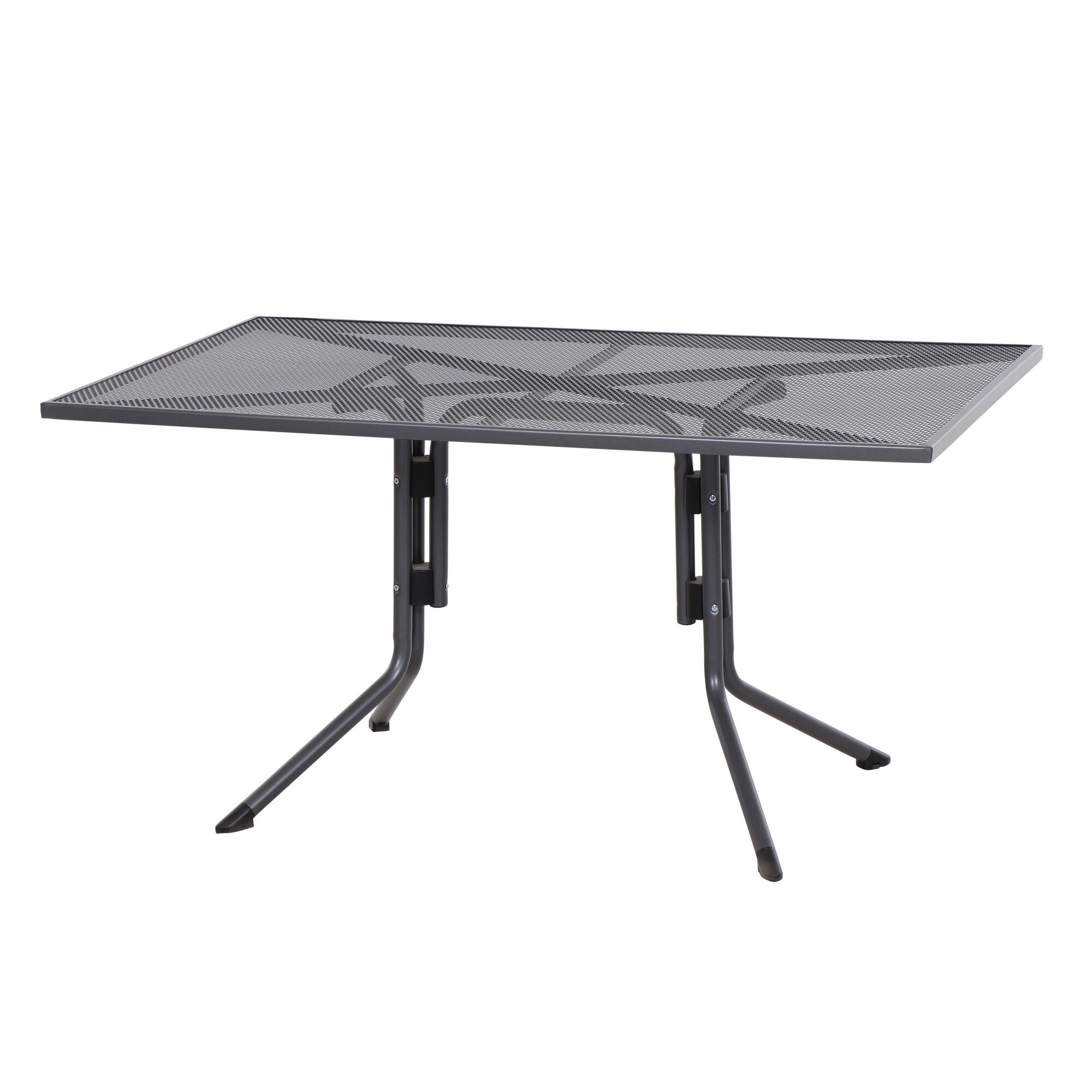 Anthrazitfarbener Gartentisch Elda mit Metallgitterplatte