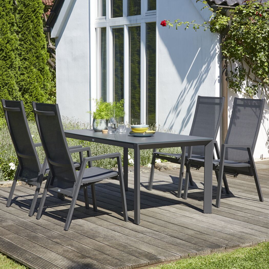 Gartenstuhl 'Savona' Aluminium anthrazit 60 x 111,5 x 74 cm