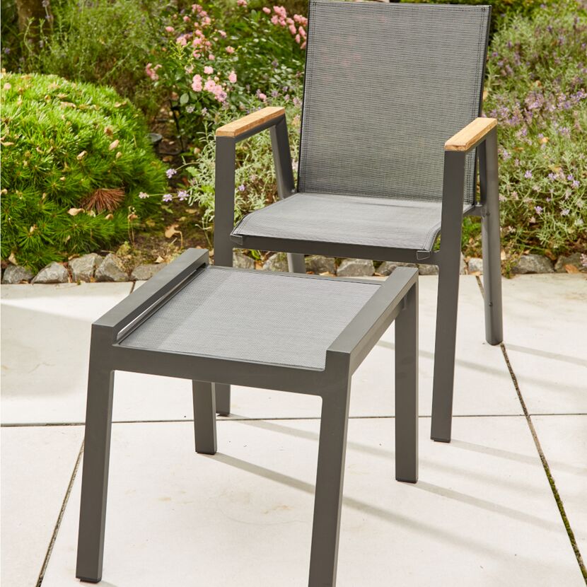 Gartenhocker 'Savona' stapelbar Aluminium anthrazit 58 x 46,5 x 50 cm