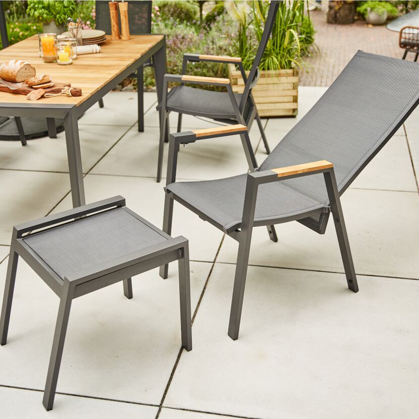 Gartenhocker 'Savona' stapelbar Aluminium anthrazit 58 x 46,5 x 50 cm