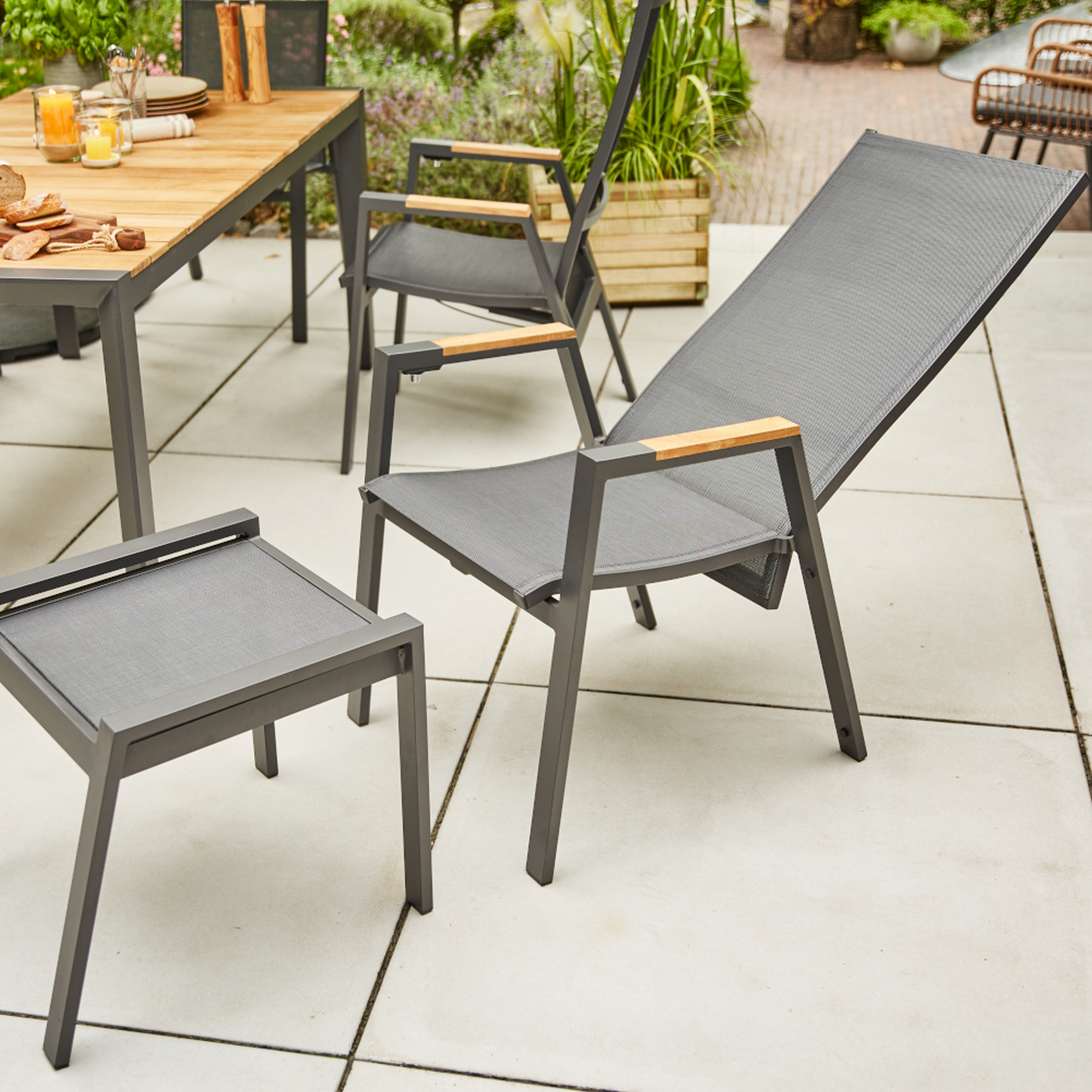 Gartensessel 'Savona' anthrazit 73 x 60 x 113 cm