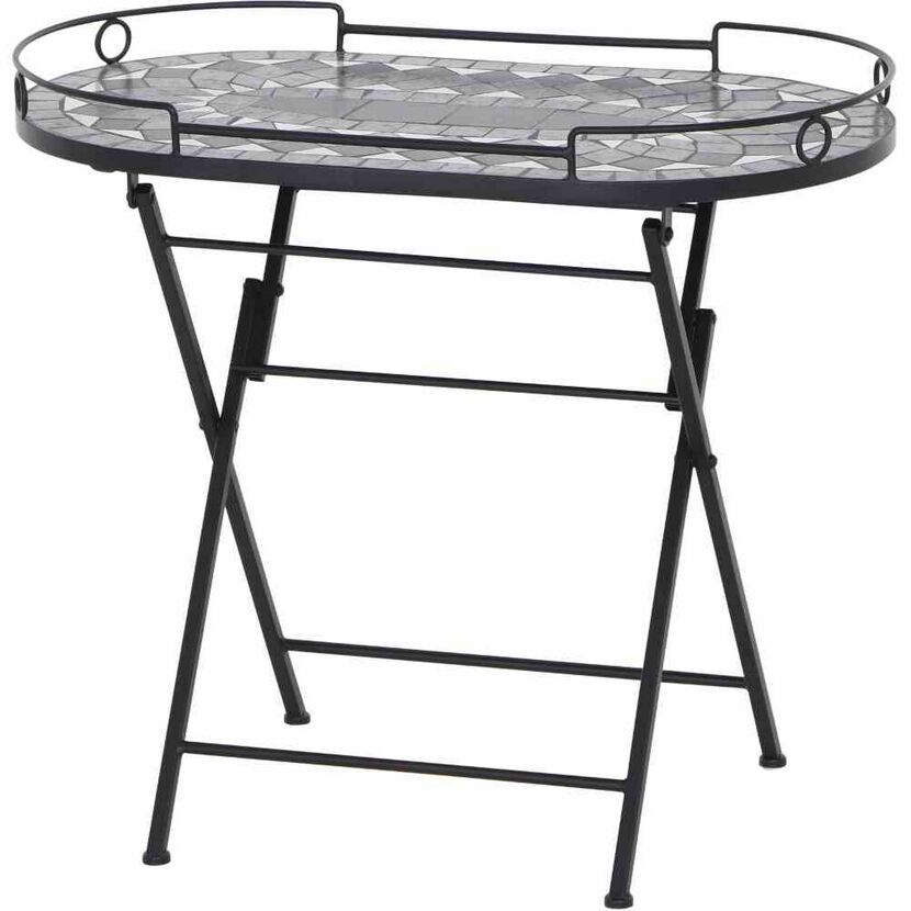 Gartentisch 'Como' klappbar Stahl/Keramik 67,5 x 60 x 41 cm