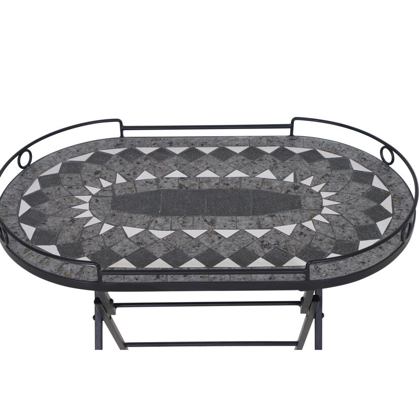 Gartentisch 'Como' klappbar Stahl/Keramik 67,5 x 60 x 41 cm