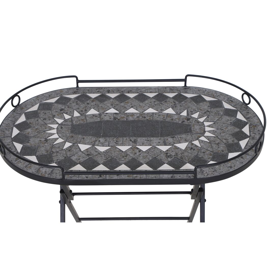 Gartentisch 'Como' klappbar Stahl/Keramik 67,5 x 60 x 41 cm