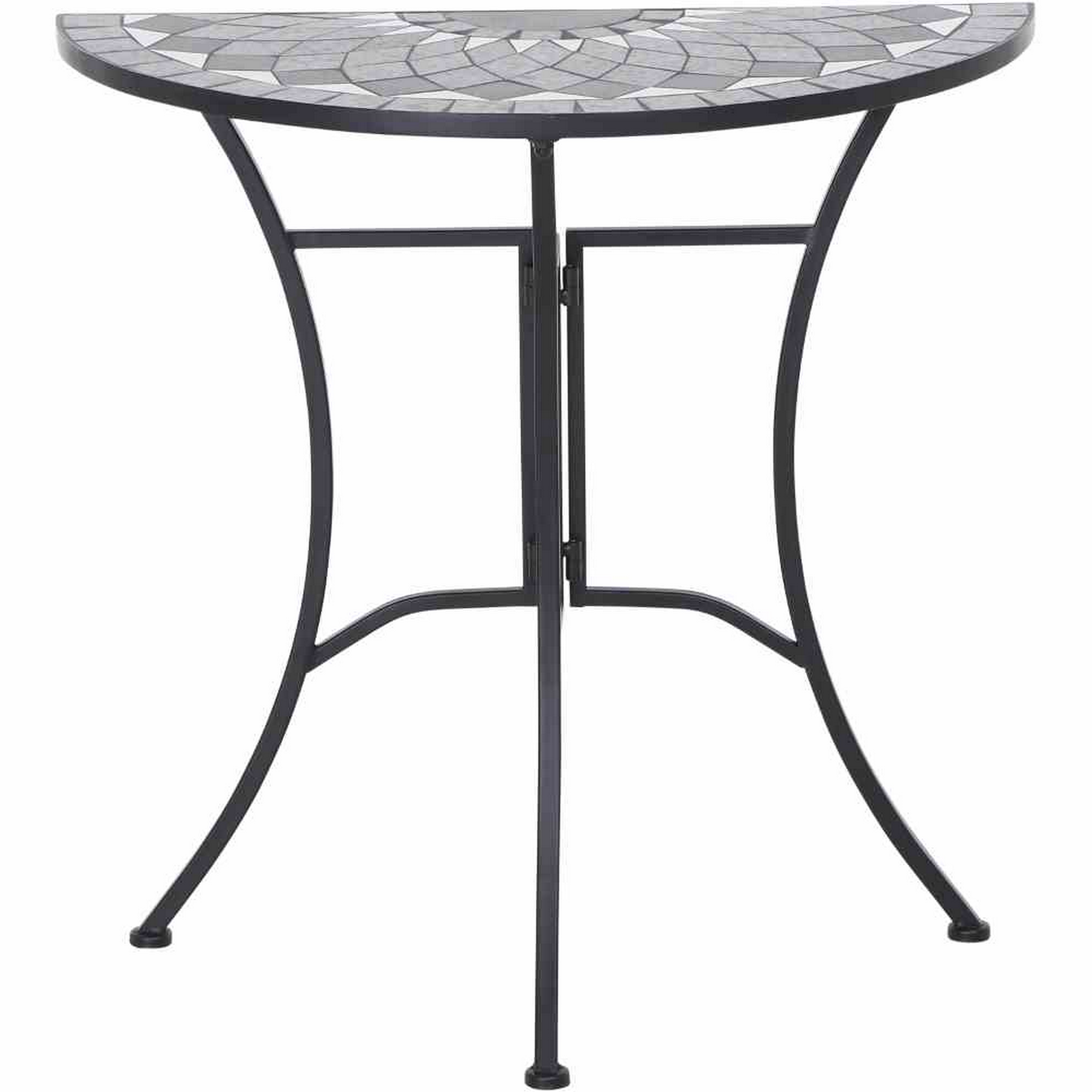 Gartentisch 'Como' halbrund 35,5 x 70 x 71 cm mit Mosaikoptik