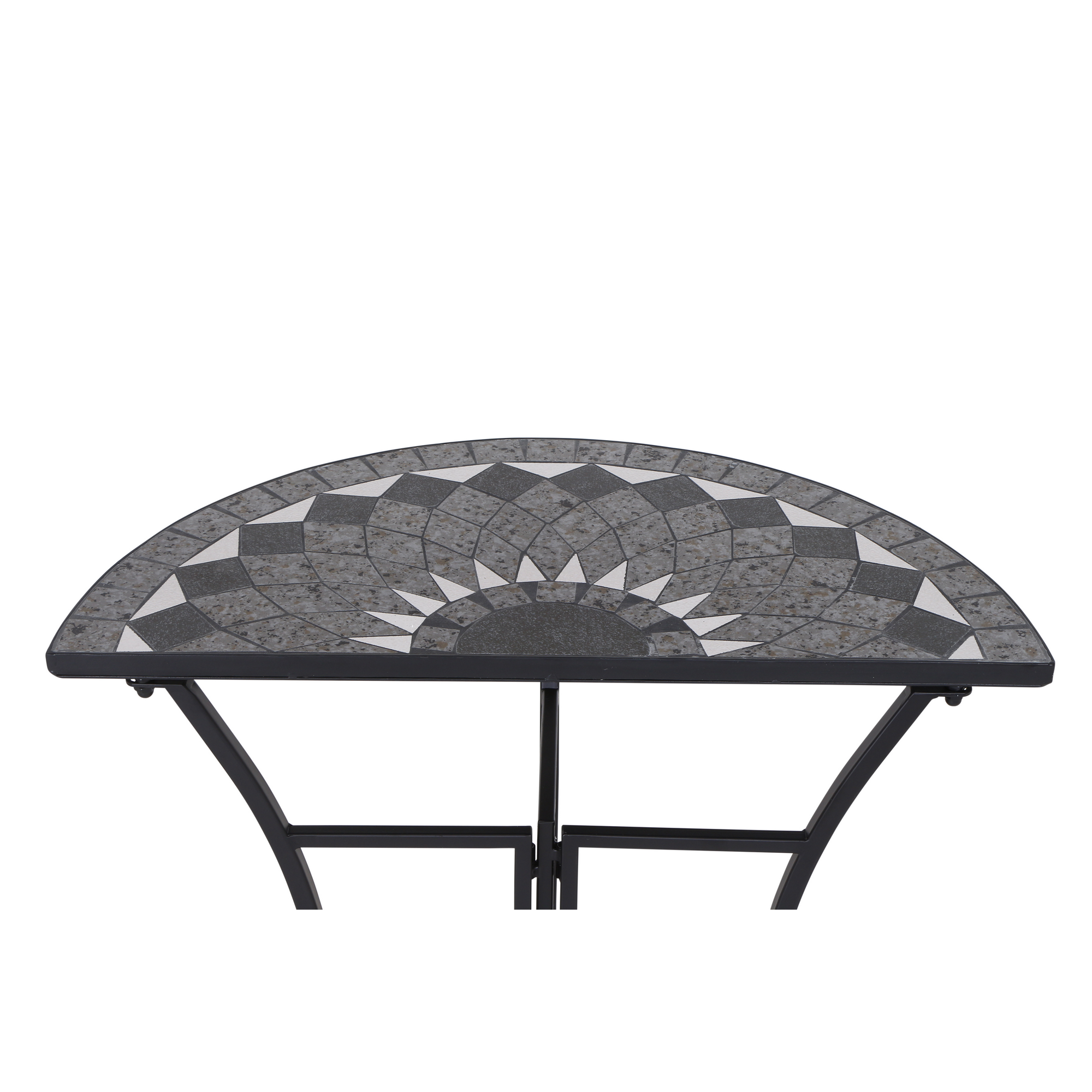 Gartentisch 'Como' halbrund 35,5 x 70 x 71 cm mit Mosaikoptik