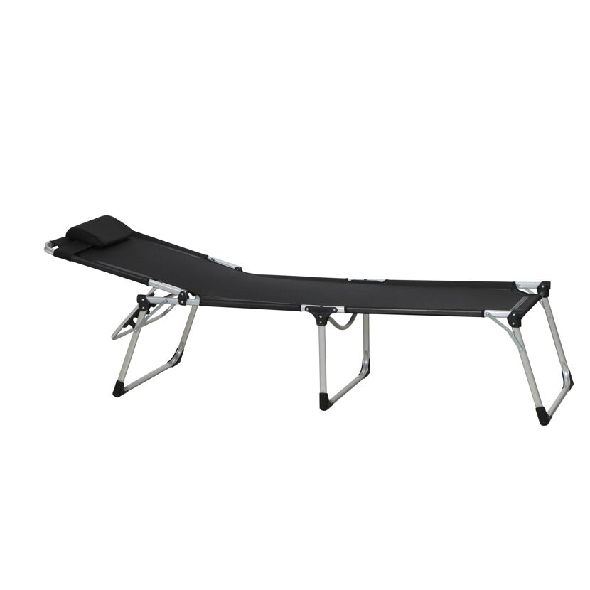 Sonnenliege 'Sole' klappbar schwarz 69,5 x 105 x 226 cm