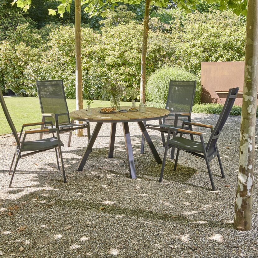 Gartentisch 'Zurigo' Aluminium/Teakholz Ø 130 x 74 cm