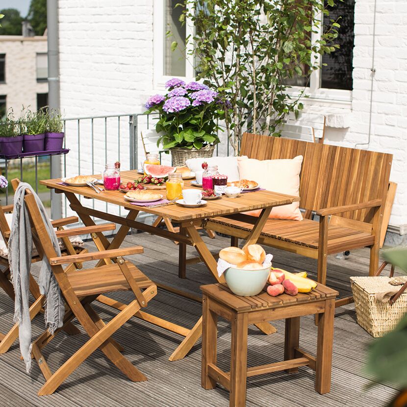 Gartenhocker 'Falun' Akazienholz braun 50 x 45 x 33 cm