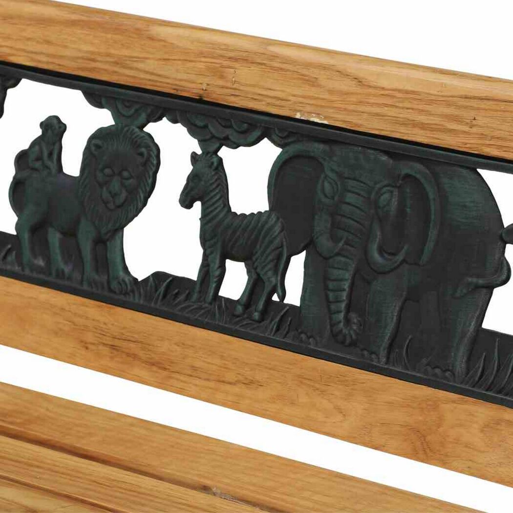 Gartenbank für Kinder 'Zoo-Park' 2-Sitzer Metall/Holz hellbraun 84 x 52,5 x 41 cm