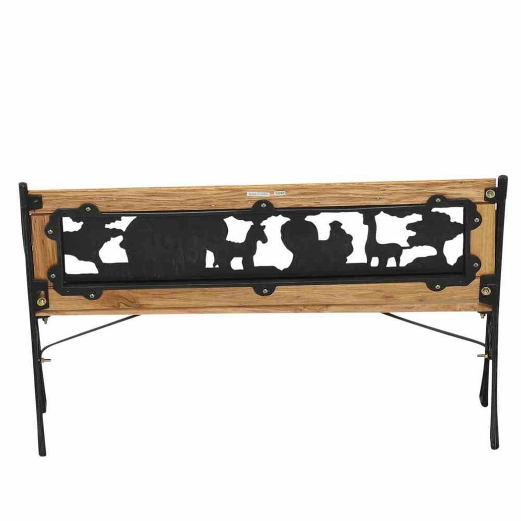 Gartenbank für Kinder 'Zoo-Park' 2-Sitzer Metall/Holz hellbraun 84 x 52,5 x 41 cm